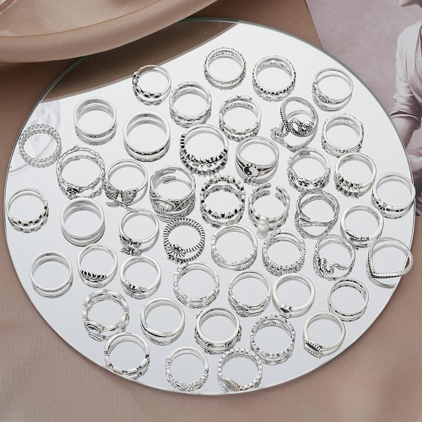 YEEZII Juego de 68 anillos para nudillos, dorados, para mujeres, ap...