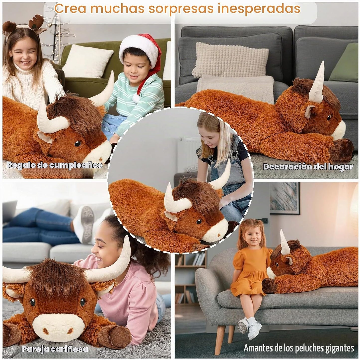 Ksidzas - Peluche gigante de vaca de las Highlands de 39 pulgadas,...