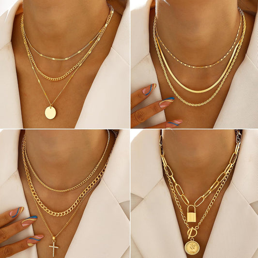 FAXHION Juego de joyas de oro para mujer, 68 piezas, con 7 collares...