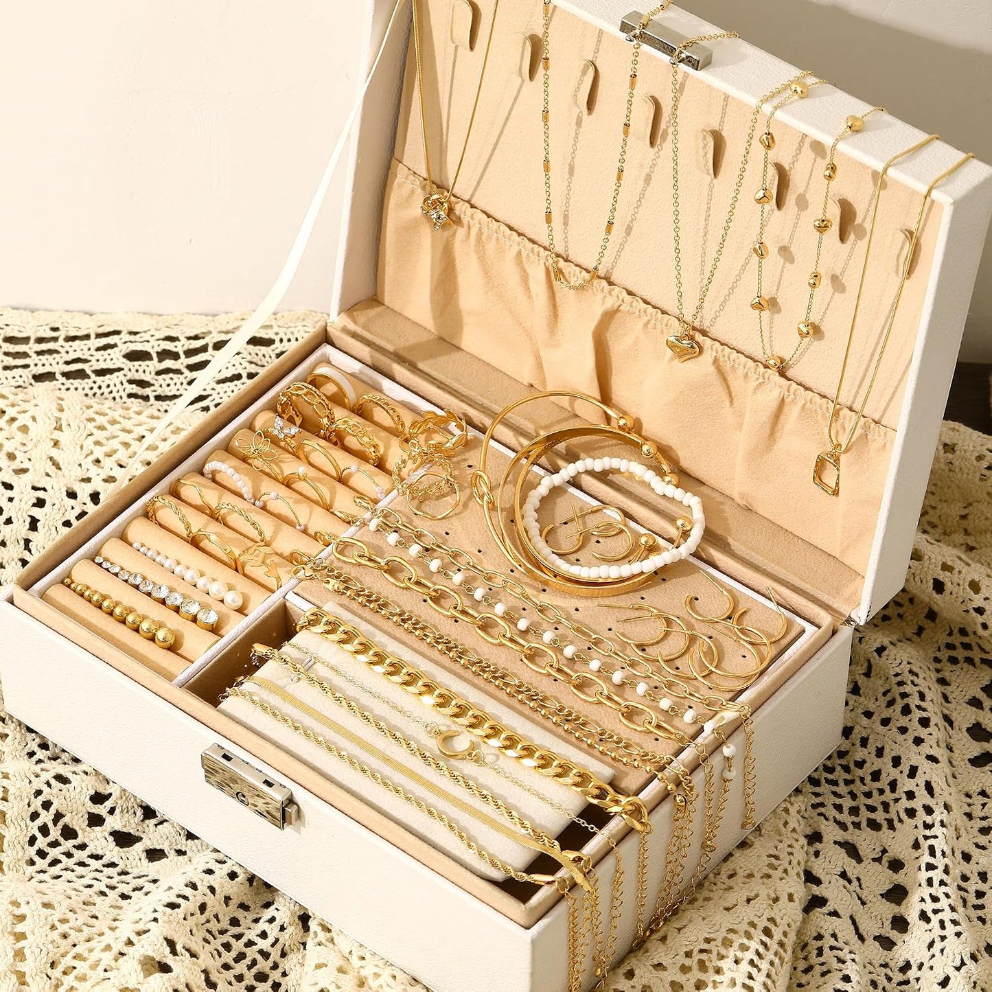 FAXHION Juego de joyas de oro para mujer, 68 piezas, con 7 collares...