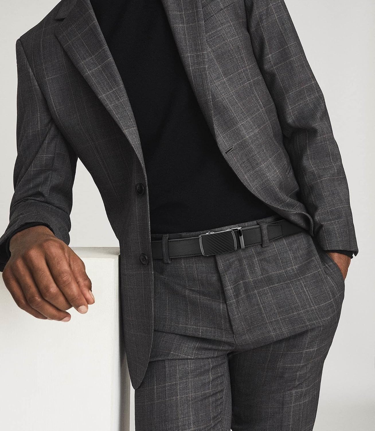 CHAOREN Cinturón para hombre de cuero con trinquete - Ajuste person...