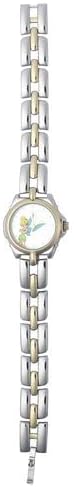Disney Tinker Bell - Reloj para niños con pulsera de metal plateado...