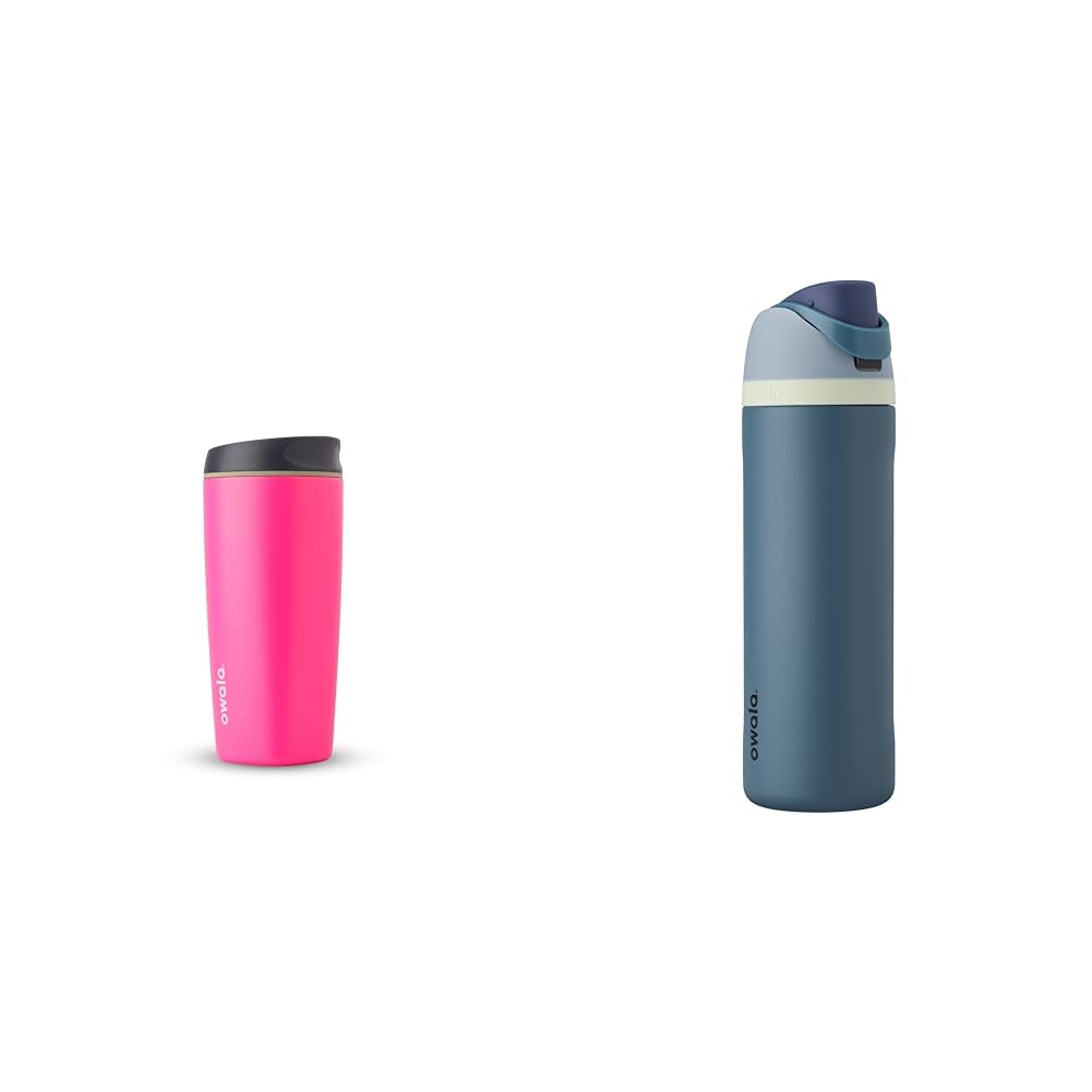 Owala Paquete de vaso rosa de 20 onzas y botella de agua azul de 24...