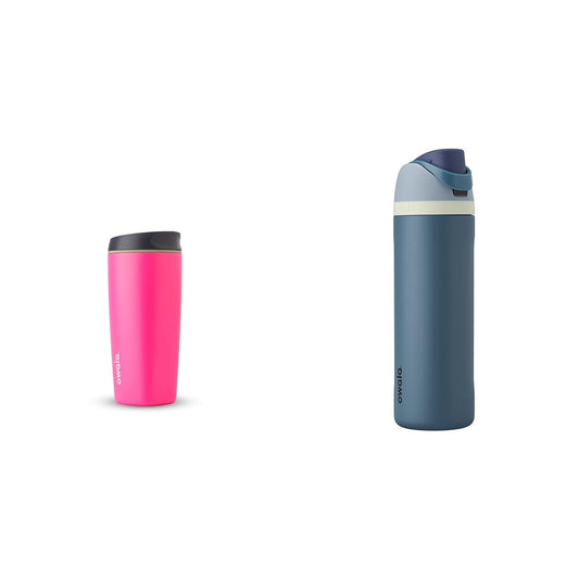Owala Paquete de vaso rosa de 20 onzas y botella de agua azul de 24...