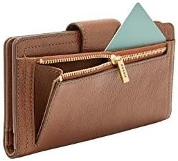 Fossil Cartera de cuero Logan para mujer con pestaña de bloqueo RFID