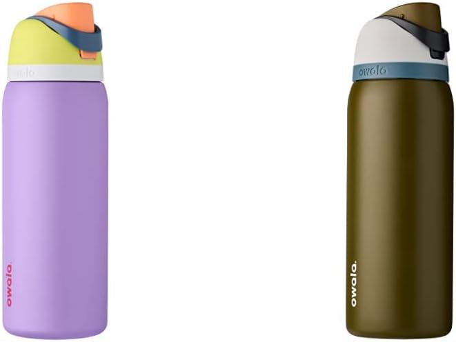 Botellas de agua aisladas de acero inoxidable Owala FreeSip con paj...