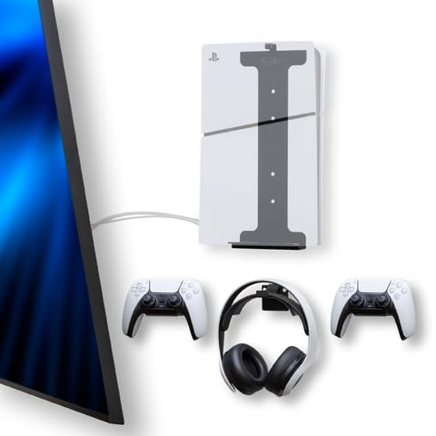 HIDEit Mounts PS5 Slim con dos controladores y un paquete de soport...