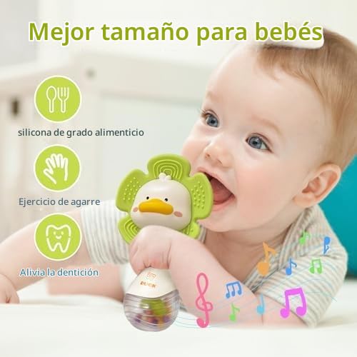 Weirtoya 2 piezas de sonajeros para bebés juguetes de dentición 3-6...