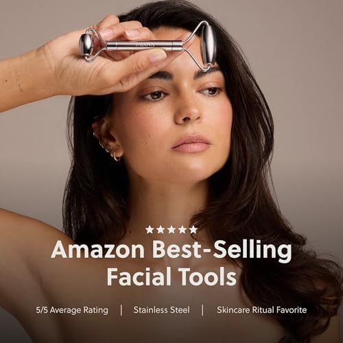 TALOVA - Gua Sha de acero inoxidable de grado 304 y rodillo facial...