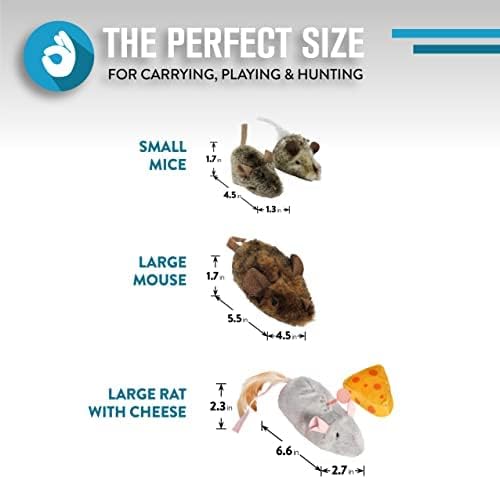 OurPets Play-N-Squeak Mouse Hunter - Juguetes para gatos con hierba...
