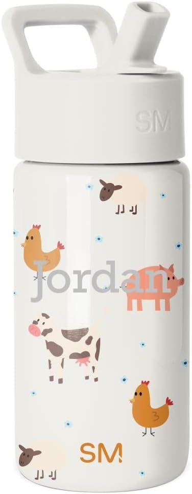 Simple Modern Botella de agua personalizada para niños, 14 onzas, a...