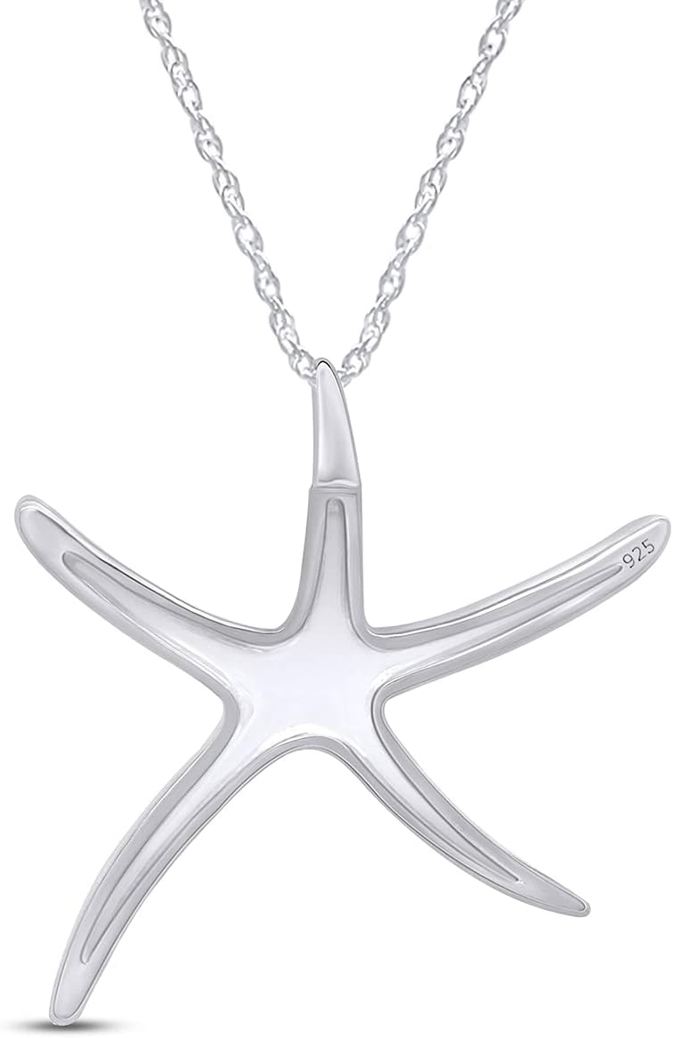 AFFY Collar con colgante de estrella de mar en oro de 14 quilates s...