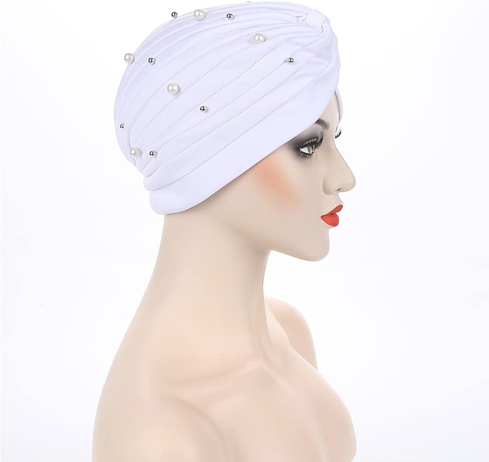Fxhixiy Gorro de quimioterapia turbante con nudo preatado con cuent...