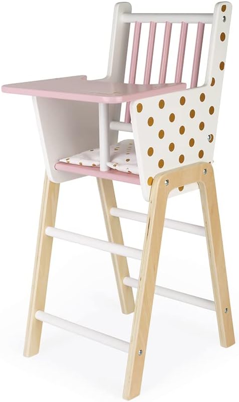 Janod - Silla alta Candy Chic de madera para muñecas de bebé a part...