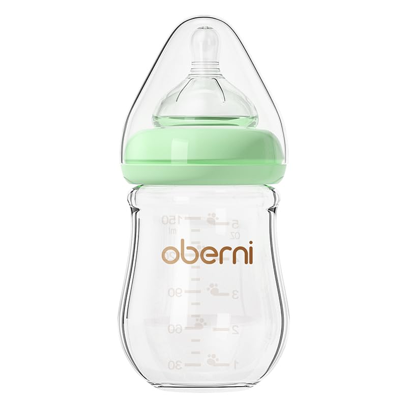 Oberni Biberones de cristal para bebé, biberón anticólico para lact...