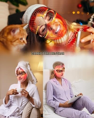Máscara de terapia de luz roja inalámbrica para cara, luz roja de 6...