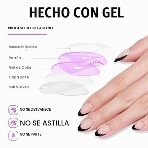 BTArtbox Uñas a presión de Halloween, uñas de almendra con punta fr...
