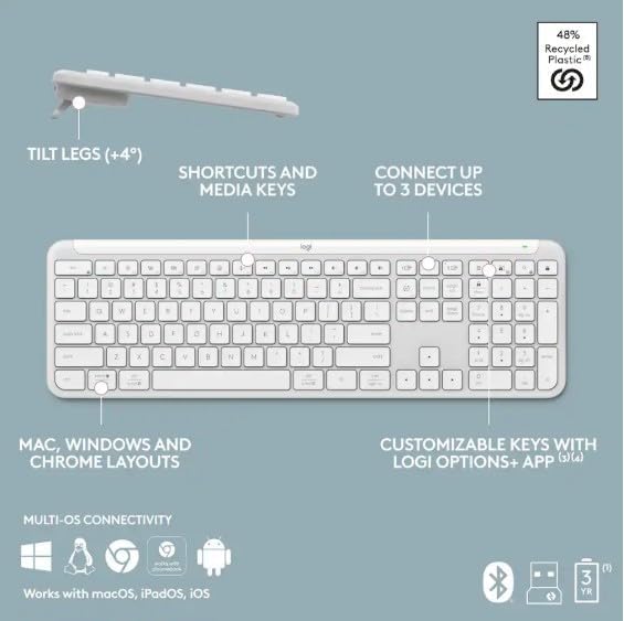 Logitech MK955 Signature - Combo de teclado y mouse inalámbricos, p...