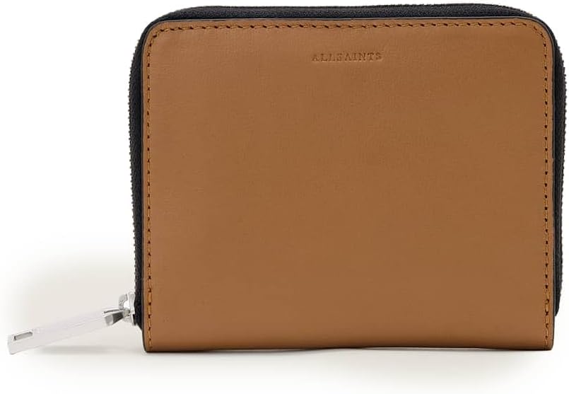 AllSaints Cartera con cremallera hexagonal Lena, Marrón toffee, Car...