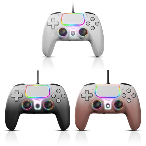 Paquete de 3 controladores con cable NBCP para PS5\/PS4\/PC: incluy...