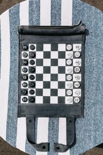 Sondergut Juego de ajedrez y damas de gamuza portátil enrollable, c...