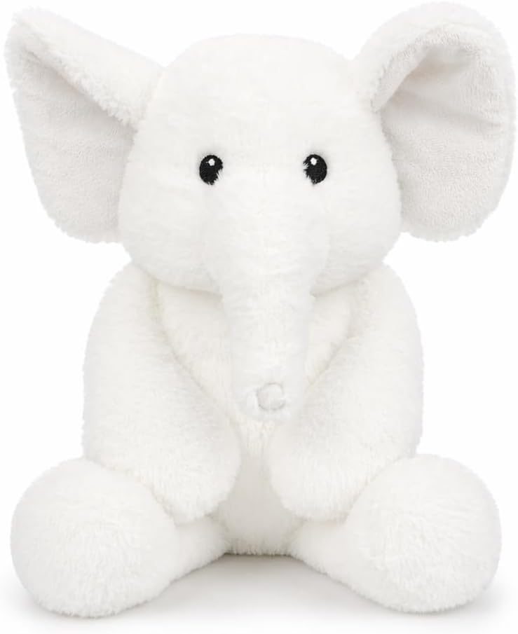 WEIGEDU Juguete de peluche de elefante blanco, 15,7 pulgadas | Orej...
