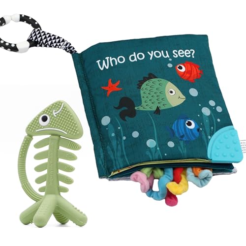 Fish Baby Crinkle Libros con juguete de dentición de peces 3D para...