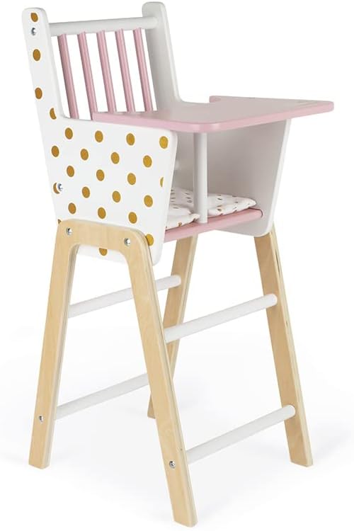 Janod - Silla alta Candy Chic de madera para muñecas de bebé a part...