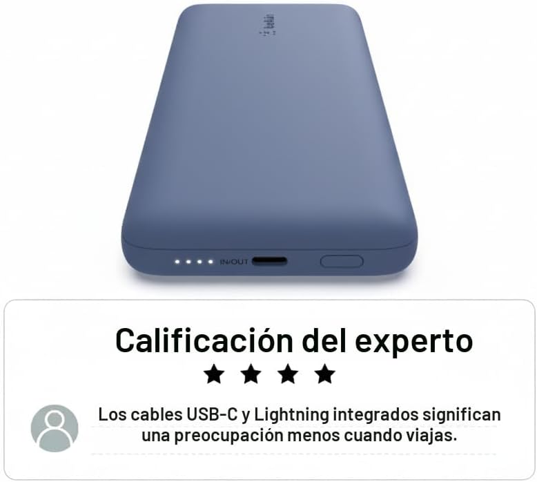 Belkin Banco portátil del poder del cargador de 10K 23W, cables int...