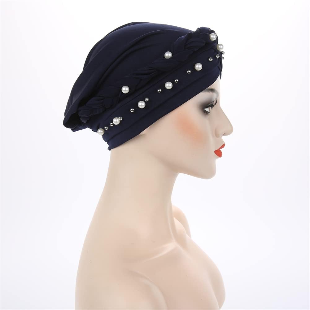 YiYi Operation Sombrero turbante de hiyab trenzado con cuentas de p...