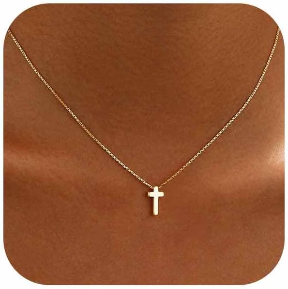 JIKASI Collar de cruz para mujer, chapado en oro o plata de 14 quil...