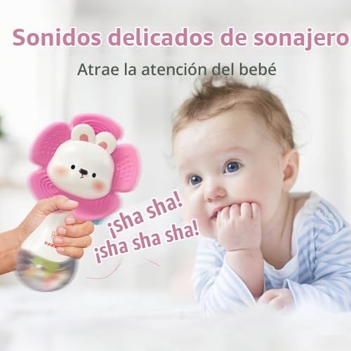 Weirtoya 2 piezas de sonajeros para bebés juguetes de dentición 3-6...