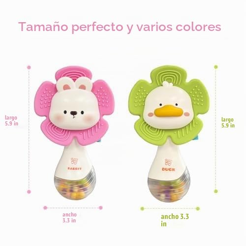 Weirtoya 2 piezas de sonajeros para bebés juguetes de dentición 3-6...