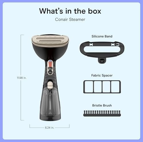 Conair Vaporizador de mano para ropa y tapicería, 3 accesorios, neg...