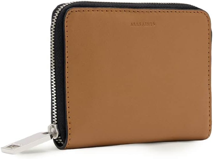 AllSaints Cartera con cremallera hexagonal Lena, Marrón toffee, Car...