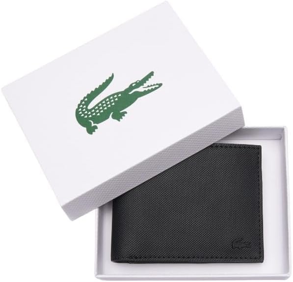 Lacoste Billetera Billfold Clásica Pequeña para Hombre, Negro