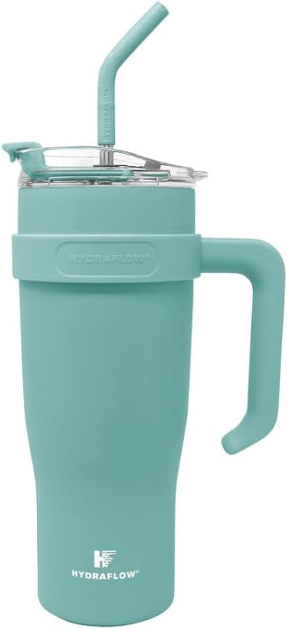HYDRAFLOW Capri - Vaso de 40 onzas con pajita - Vaso aislado al vac...