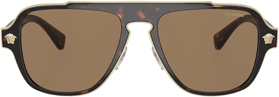 Versace - Gafas de sol para hombre, marco negro, lentes grises oscu...