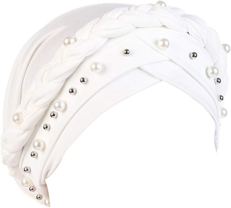 Fxhixiy Gorro de turbante para mujer, diseño de perlas, para quimio...