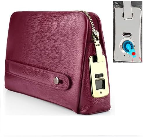 Welaso Bolso de mano de cuero con bloqueo de huellas dactilares, an...