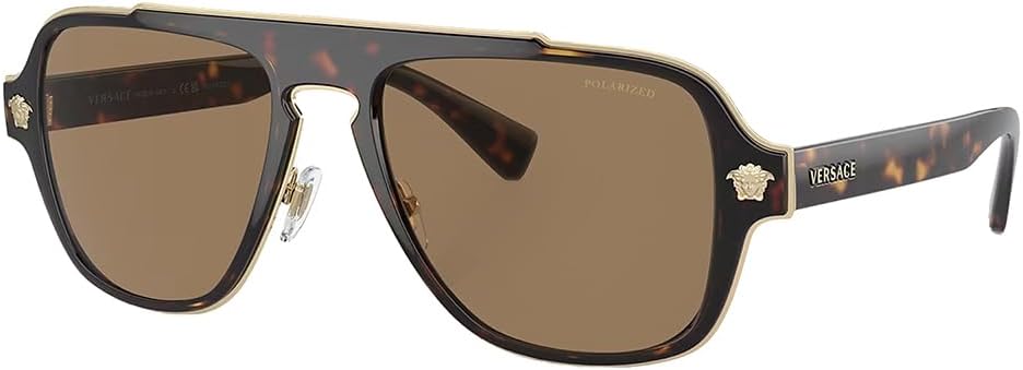 Versace - Gafas de sol para hombre, marco negro, lentes grises oscu...