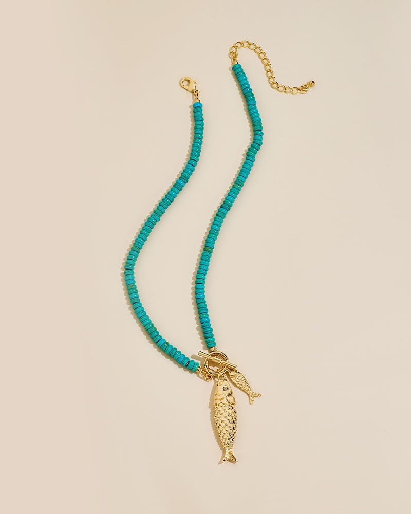 MYCUTEY Collar de pez dorado para mujer, collar de palanca de hilo...