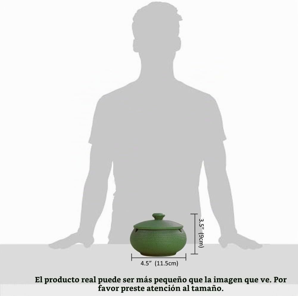 Lependor Cenicero de cerámica con tapa, a prueba de viento, soporte...