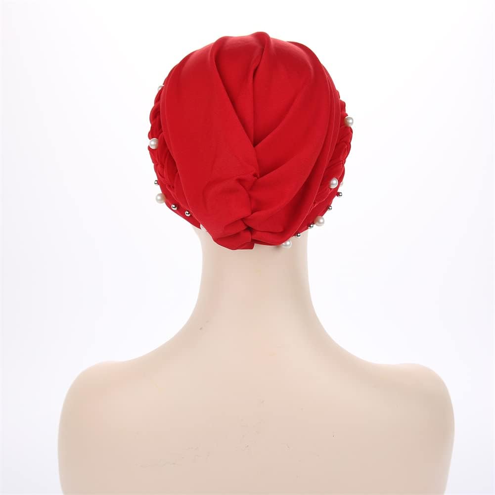 YiYi Operation Sombrero turbante de hiyab trenzado con cuentas de p...