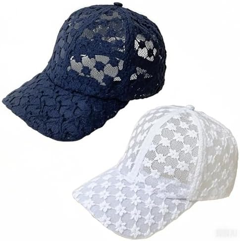 NOIAFZY Gorra de béisbol floral de encaje para mujer, 2 unidades, p...