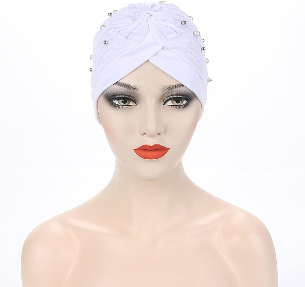 Fxhixiy Gorro de quimioterapia turbante con nudo preatado con cuent...