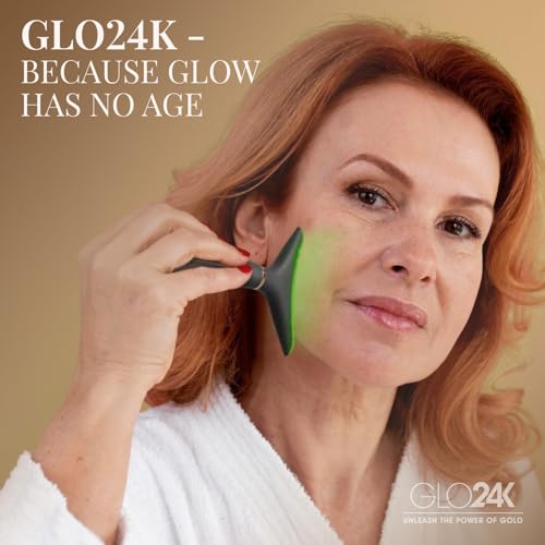 GLO24K - Masajeador facial LED para cara y cuello, varita de bellez...