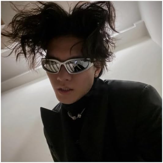 JASPIN Y2K Gafas de Sol Envolventes para Mujeres y Hombres, Plata,...