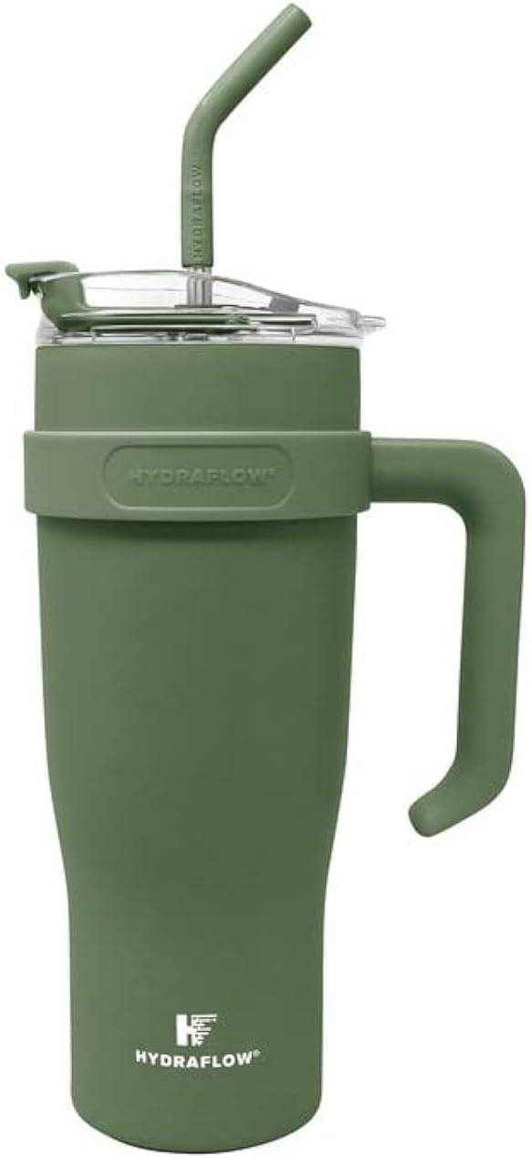 HYDRAFLOW Capri - Vaso de 40 onzas con pajita - Vaso aislado al vac...