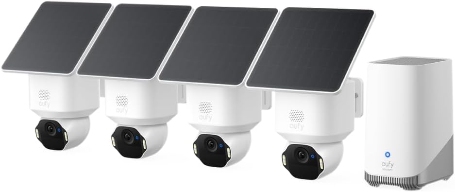 eufy Security SoloCam E42, kit de 4 cámaras, cámara de seguridad so...